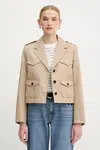 Bavlněná bunda Tommy Hilfiger béžová barva, přechodná, WW0WW47164