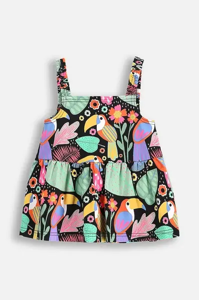 Tričko Coccodrillo černá barva, TROPICAL STORY GIRL KIDS