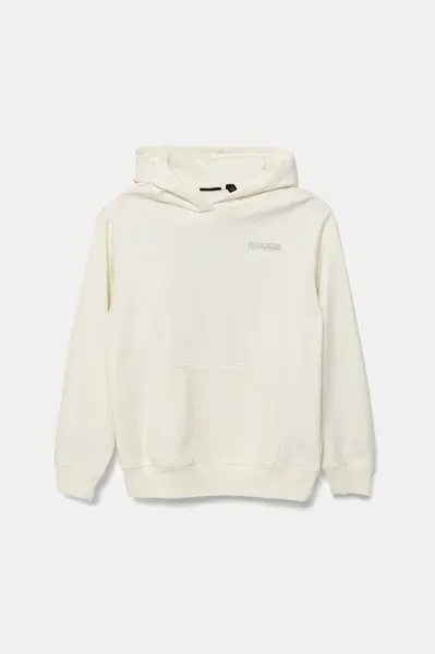 Dětská mikina Napapijri B-AHR béžová barva, s kapucí, s potiskem, NP0A891A2061