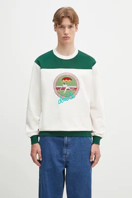 Bavlněná mikina Drôle de Monsieur Le Sweatshirt Tennis pánská, bílá barva, s aplikací, G-SW158-CO200-OW