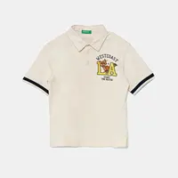 Dětská bavlněná polokošile United Colors of Benetton béžová barva, hladká, 3BL0G300W