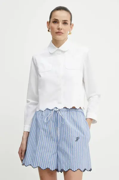 Bavlněná košile Patou dámská, bílá barva, regular, s klasickým límcem, BL0380017