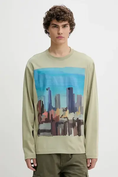 Bavlněné tričko s dlouhým rukávem HUGO