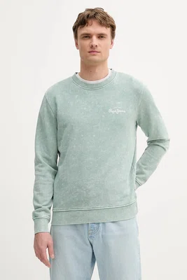 Bavlněná mikina Pepe Jeans pánská, zelená barva, vzorovaná, PM582918