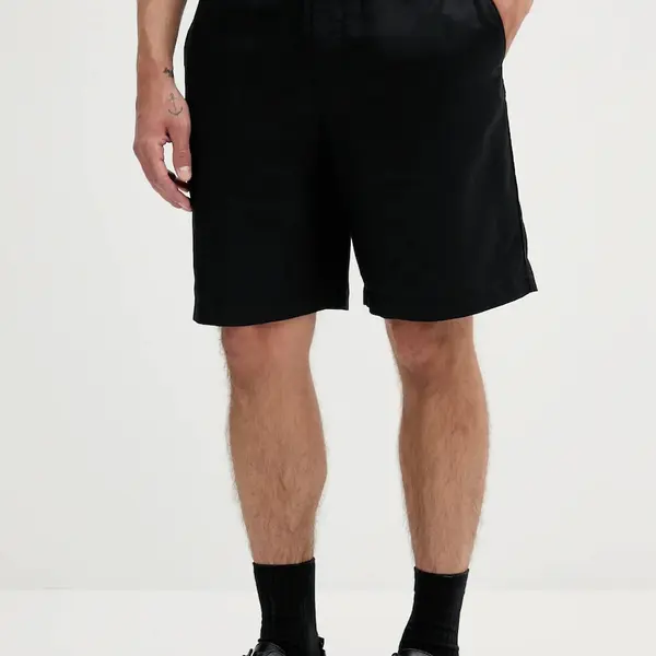 Šortky s příměsí lnu Armani Exchange pánské, černá barva, XM000656 AF13180