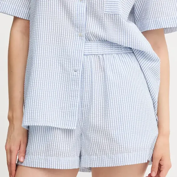 Kraťasy Tommy Hilfiger dámské, modrá barva, medium waist, UW0UW05867