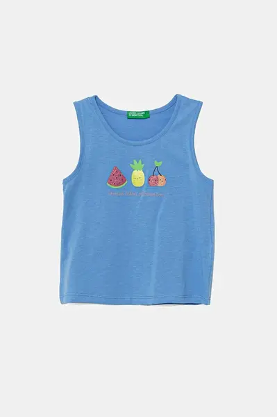 Dětský bavlněný top United Colors of Benetton modrá barva, 3I1XGH012