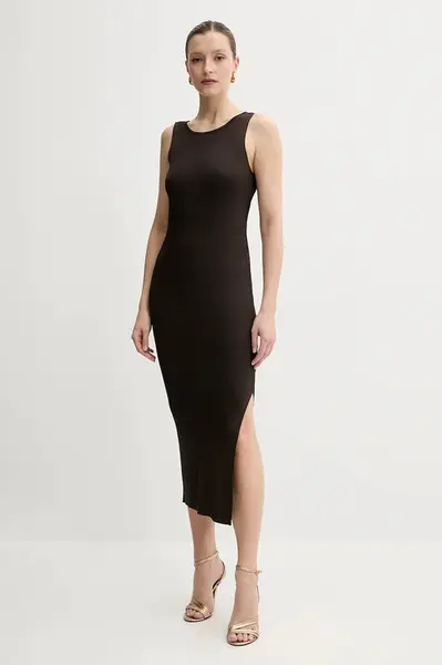 Šaty Guess JIULIA hnědá barva, maxi, přiléhavé, W5GK47 Z3L10