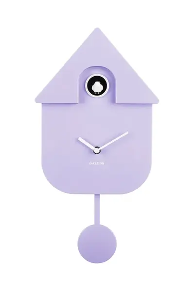 Nástěnné hodiny Karlsson Modern Cuckoo fialová barva