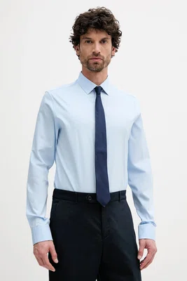 Košile Calvin Klein pánská, modrá barva, slim, s klasickým límcem, LV019EU000