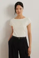 Bavlněné tričko Lauren Ralph Lauren béžová barva, 200963933