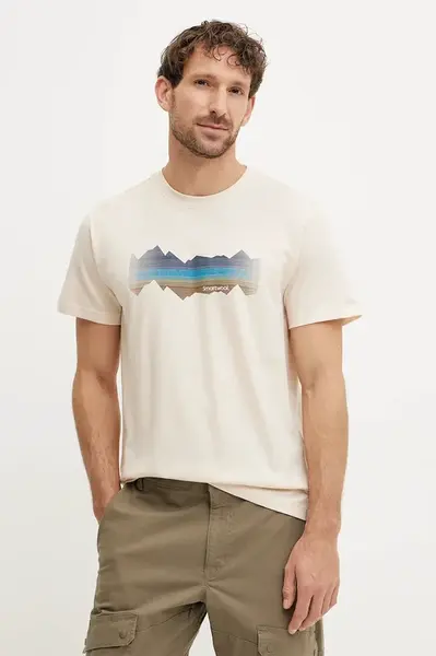 Sportovní triko Smartwool béžová barva, s potiskem, SW002763