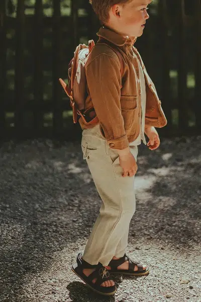 Kojenecké kalhoty s příměsí lnu Donsje Dado Trousers béžová barva, 4079500
