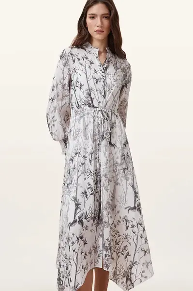 Lněné šaty AllSaints SKYLAR MAXI