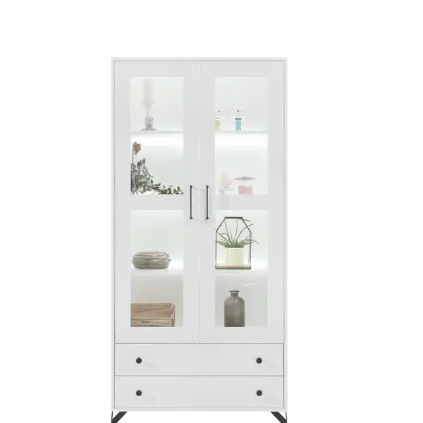 Vitrína Bergen BE2 Barva korpusu: Bílá/Bílý lesk