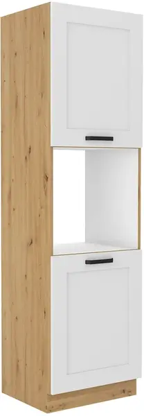 Vysoká skříňka na vestavnou troubu Luna 60 DP-210 2F Barva korpusu: Dub artisan, Barva dvířek: Bílá