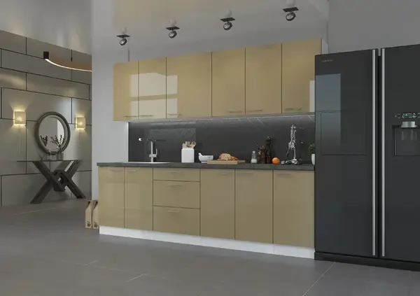 Kuchyňská linka 260 cm Lara 1 Barva korpusu: Bílá, Barva dvířek: Cappucino lesk