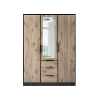 Šatní skříň Lati D3 Barva korpusu: Černá, Rozměry: 150 cm, Dveře: Dub viking