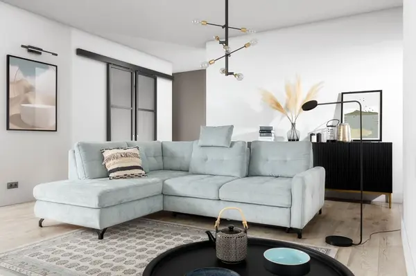 Sedací souprava Nawe 2 Provedení: Pravá varianta, Nožičky: Chrom, látka: Riviera 36