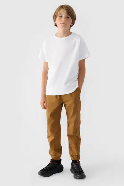 Chlapčenské Jogger Casual Nohavice Hladké 4F Khaki 4FJWMM00TTR