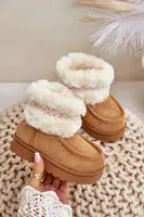 FR1 Snehové Topánky Pre Deti S Kožušinou A Vzorom Camel Melefia