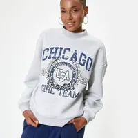 Koton Oversize Sweatshirt College Printed Crew Neck Ribbed