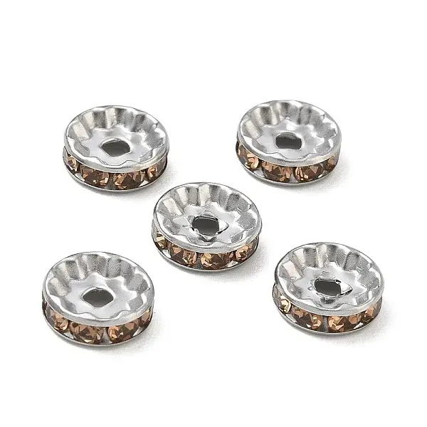 304 Stainless Steel Rhinestone Spacer Beads
