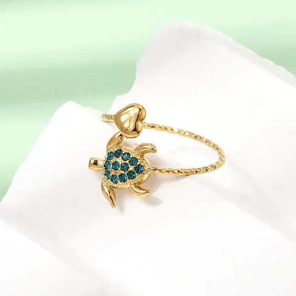 Ocean 304 Stainless Steel Micro Pave Cubic Zirconia Cuff Open Rings