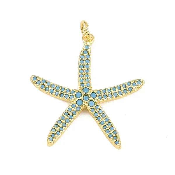 Brass Micro Pave Sky Blue Cubic Zirconia Pendants