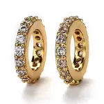 Brass Micro Pave Cubic Zirconia Rondelle European Beads
