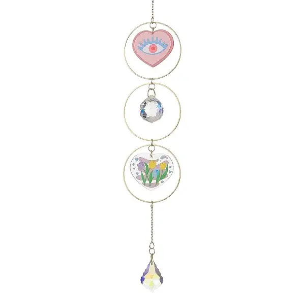 Heart Acrylic & Brass Ring Hanging Ornaments