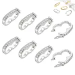 8Pcs Rack Plating Brass Micro Pave Clear Cubic Zirconia Twister Clasps