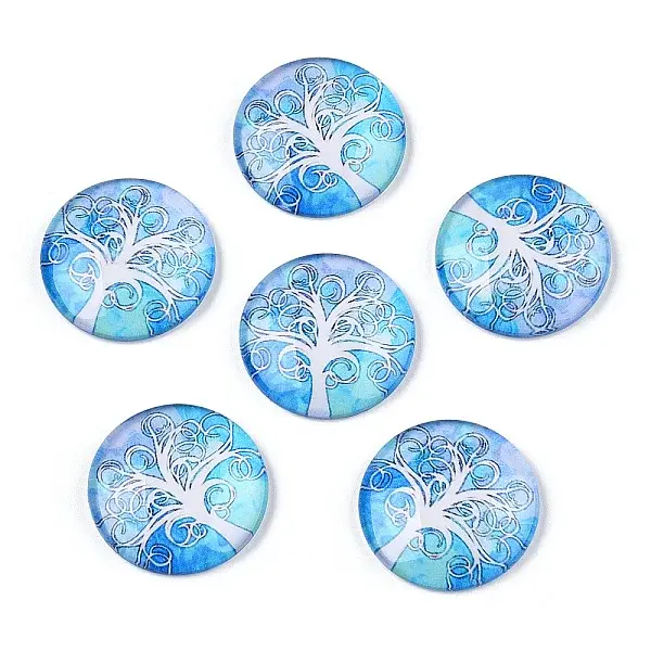 Half Round/Dome Tree Pattern Glass Flatback Cabochons for DIY Projects