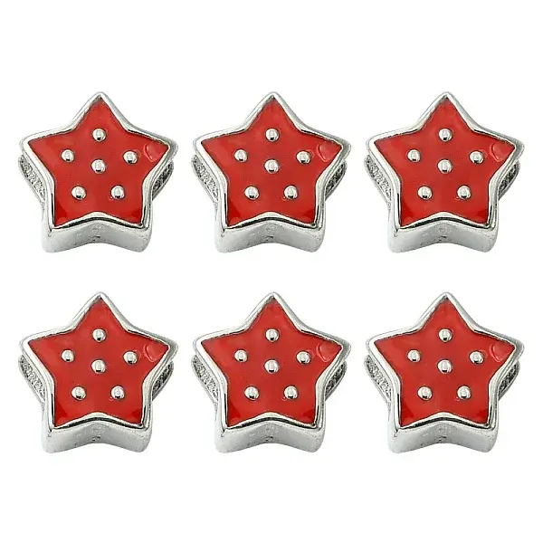 6Pcs 304 Stainless Steel European Beads