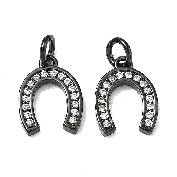 CZ Brass Micro Pave Cubic Zirconia Horse Shoe Charms