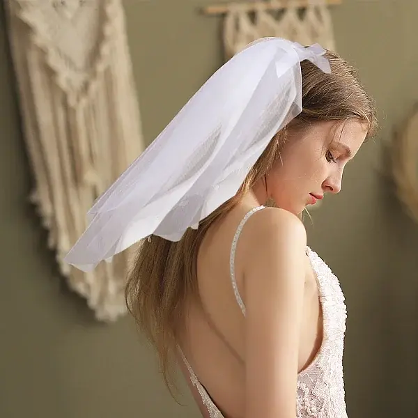 Bowknot Polyester Mesh Bridal Veils