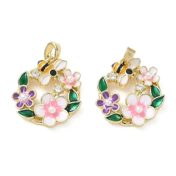 Brass Micro Pave Clear Cubic Zirconia Pendants