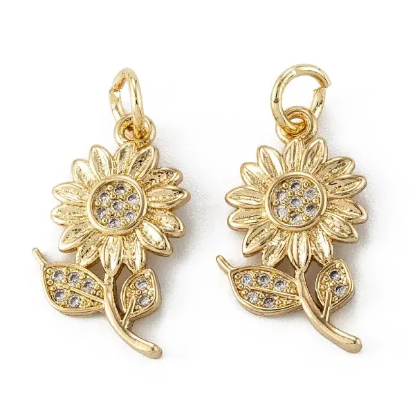 Brass Micro Pave Clear Cubic Zirconia Pendants