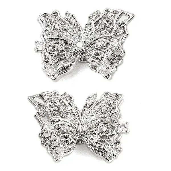 Brass Micro Pave Clear Cubic Zirconia Beads