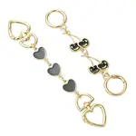 2Pcs 2 Styles Alloy Enamel Heart Cherry Link Bag Extension Chains