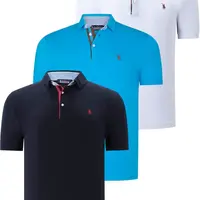 TRIPLE SET T8582 DEWBERRY PÁNSKÉ TRIČKO-NÁMOŘNICKÁ MODRÁ-BÍLÁ-TMAVĚ TYRKYSOVÁ