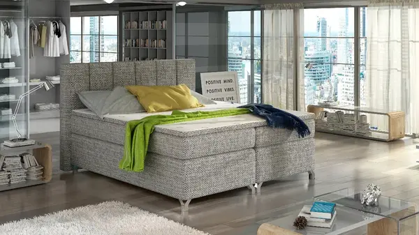 Boxspring Basilio Rozměr: 160 x 200 cm, látka: Berlin  01, Varianta: Bez LED osvětlení