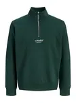 JACK & JONES Mikina 'JJESoho'  tmavozelená / biela