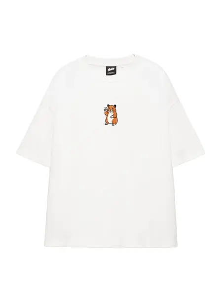 Pull&Bear Tričko  okrová / čierna / biela