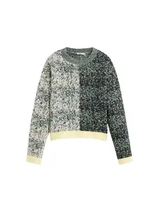 Desigual Sveter  svetlosivá / tmavozelená