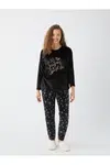 LC Waikiki Crew Neck Embroidered Long Sleeve Plush Women&#039;s Pajama Set
