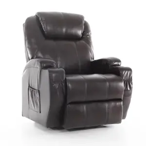 Masážní polohovací křeslo s vyklápěním eko kůže, tmavě hnědé