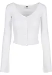 Women's sweater with a cropped rib in white