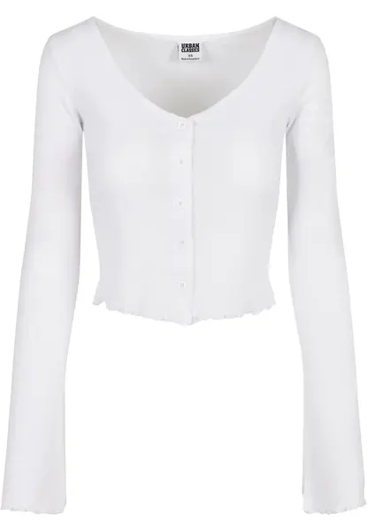 Women's sweater with a cropped rib in white