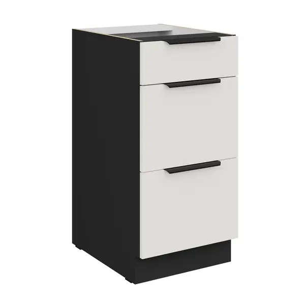 Spodní skříňka Aria 40 D 3S BB - Premium Box Barva korpusu: Černá, Barva dvířek: WH - Crystal white AFM
